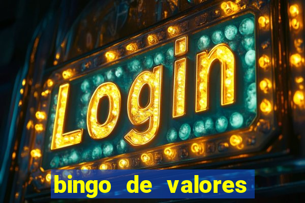 bingo de valores para imprimir