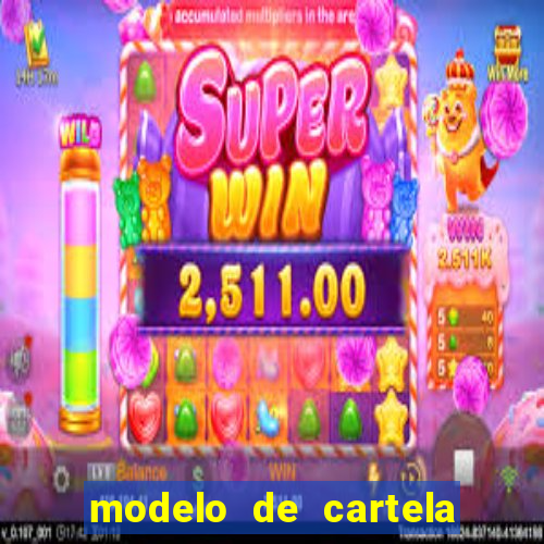 modelo de cartela de bingo em branco
