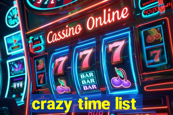 crazy time list
